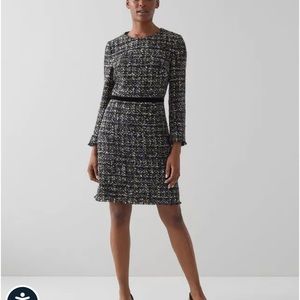LK Bennett Black Lurex Tweed Dress Sz 10